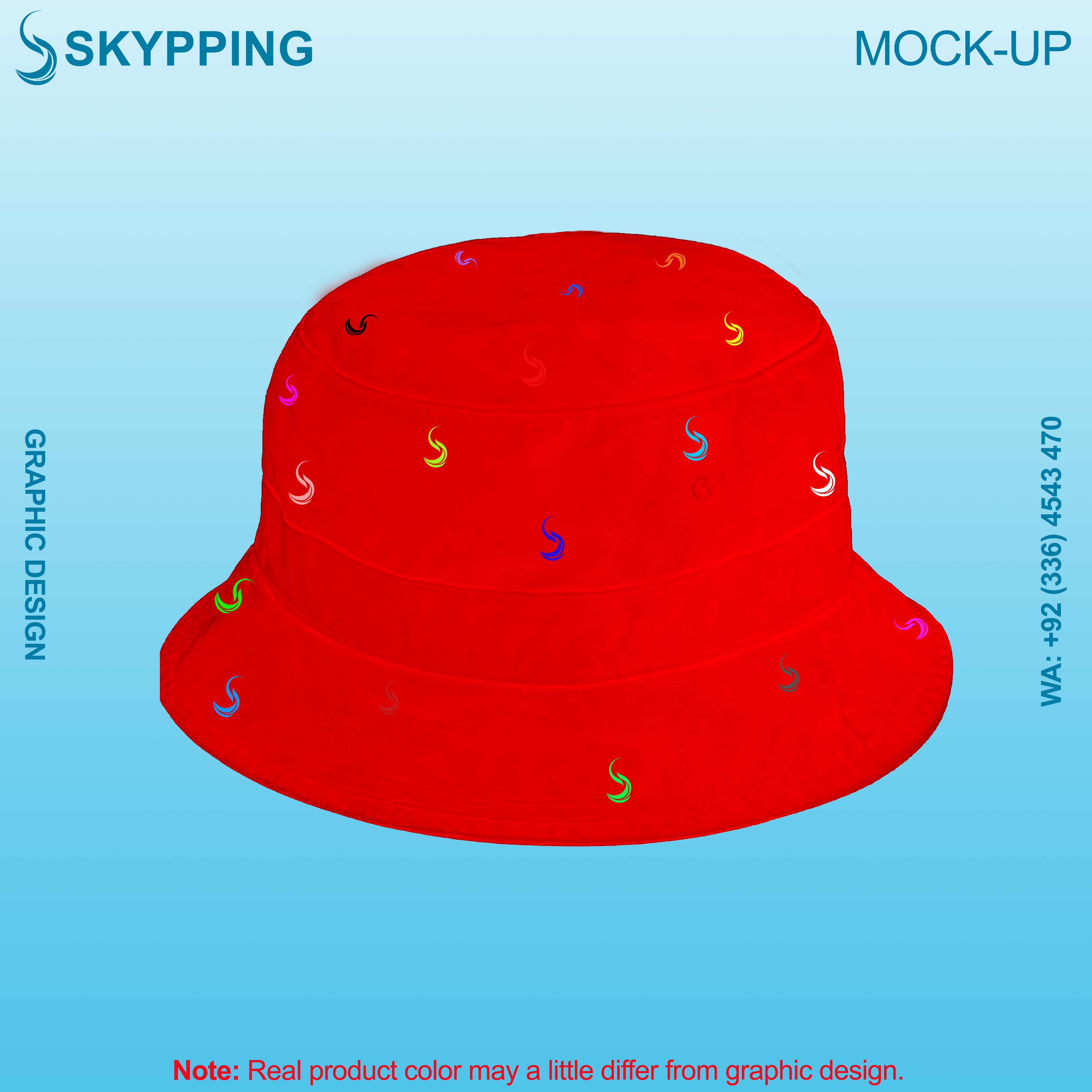 Bucket Hat - Boonie Hat with multiple colored logo in embroidery with denim fabric